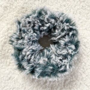 Emerald Green Faux Fur Handmade Hair Scrunchie
